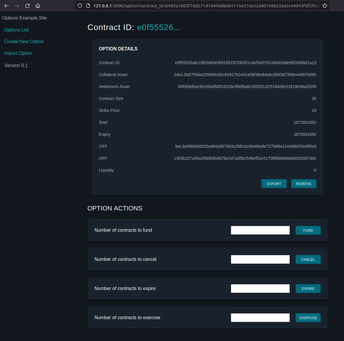 Fully Collateralized Options Contracts on Liquid