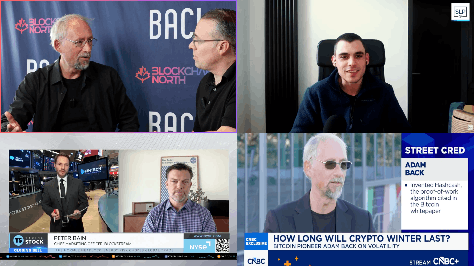 Blockstream media highlight images, featuring Adam Back, Jonas Nick, and Peter Bain