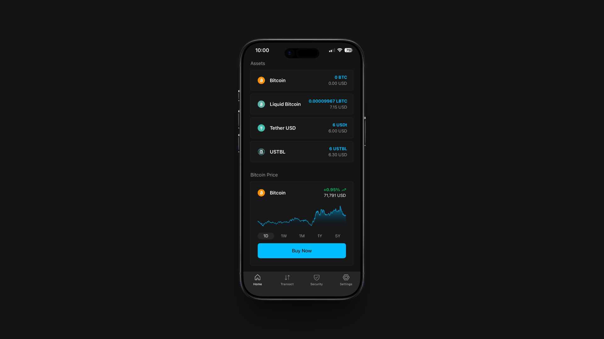 iPhone Blockstream app view showcasing Liquid asset prices